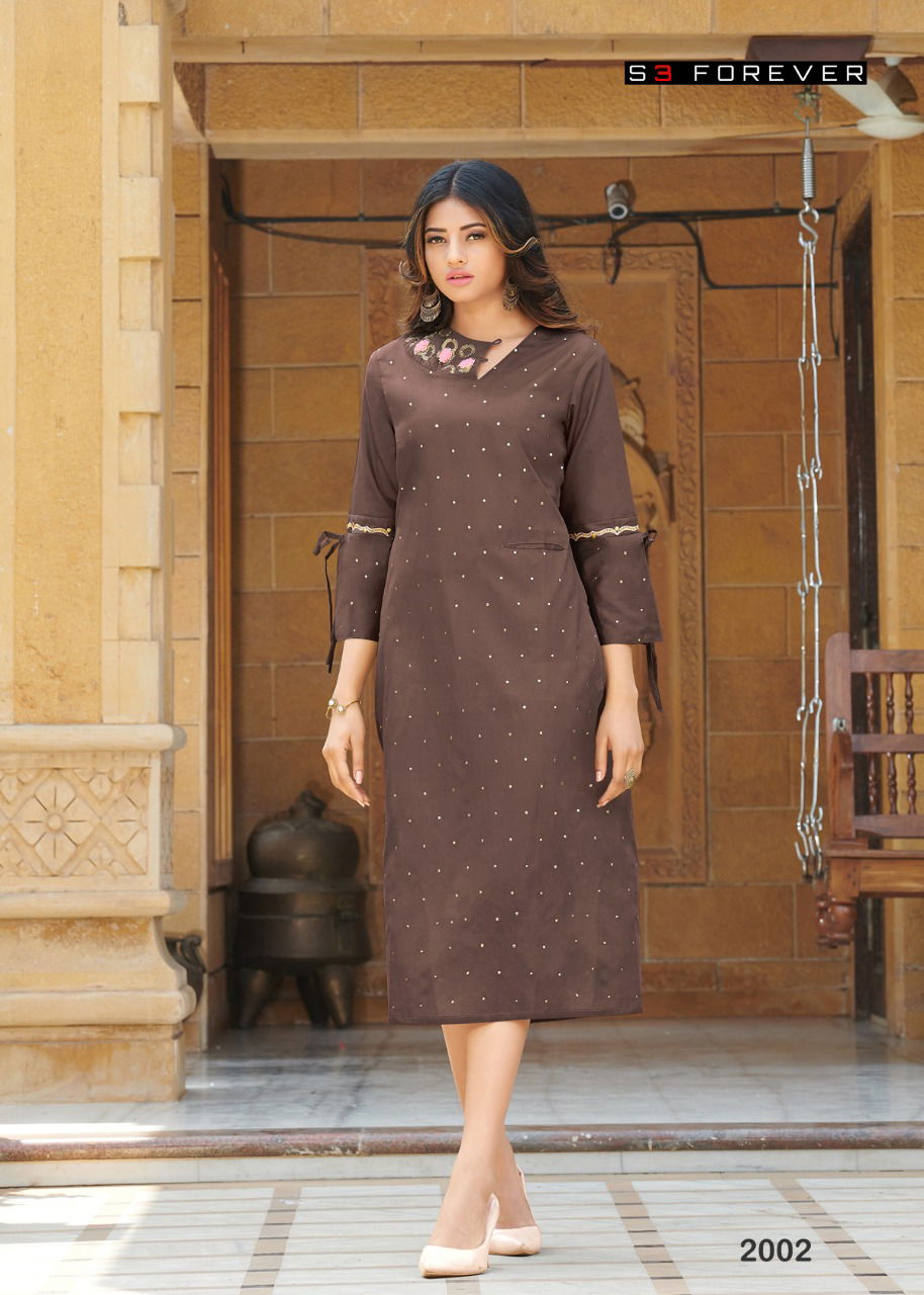 S3 Forever Croma Silk Designer Kurti Wholesale Price In Surat